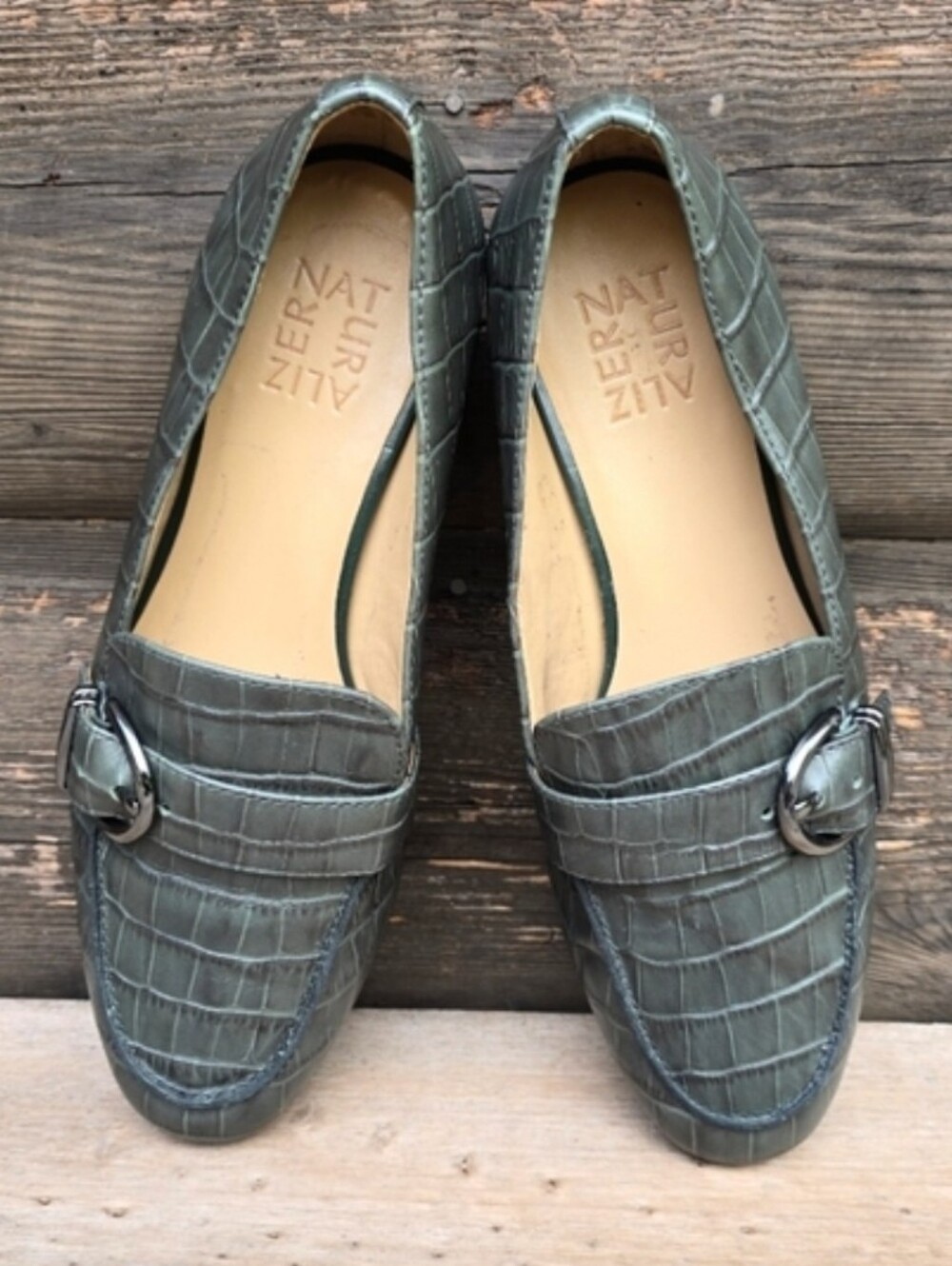 Naturalizer Janie Y2K Office Siren Revival Crocodile Leather Comfort Loafer 8W